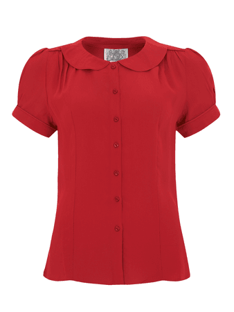 "Jive" Short Sleeve Blouse in Red by The Seamstress Of Bloomsbury – Rock n Romance
