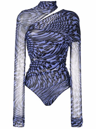 Shop Mugler star-print longsleeved bodysuit with Express Delivery - FARFETCH