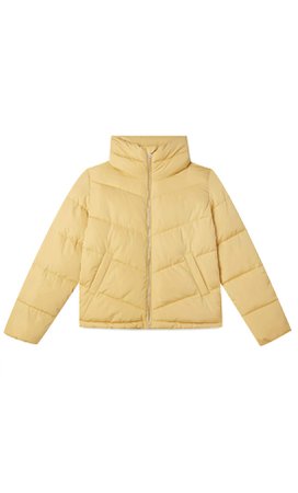 yellow Puffer jacket with a funnel collar - Women's Just in | Stradivarius United States