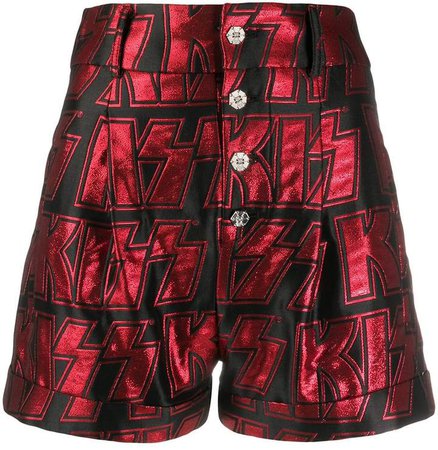 Kiss embroidered shorts