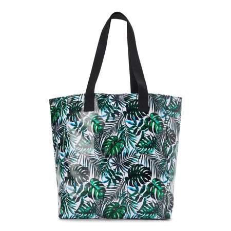 Time and Tru - Time And Tru Coated Large Canvas Tote Bag with Exterior Slip Pocket - Walmart.com green