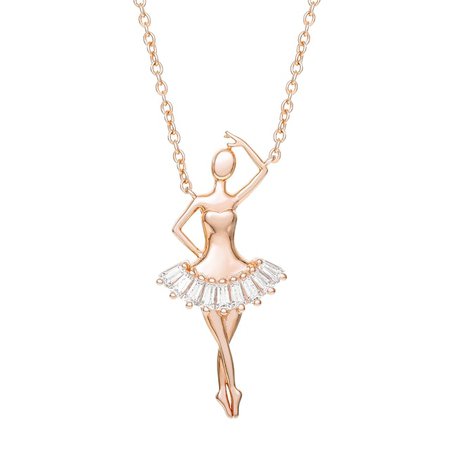18K Rose Gold Over Sterling Silver Ballerina Necklace