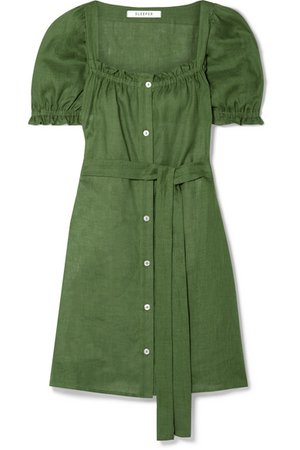 Sleeper | Brigitte belted linen mini dress | NET-A-PORTER.COM