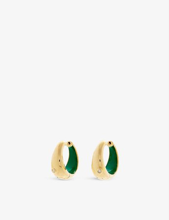 YVONNE LEON - Paire de Creole 9ct yellow-gold, diamond and enamel hoop earrings | Selfridges.com
