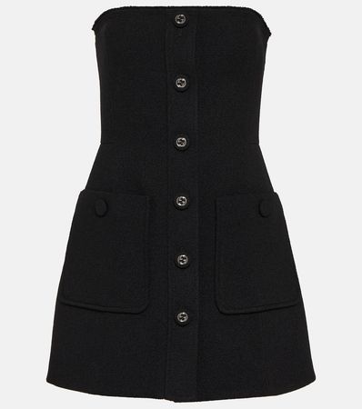 Strapless Wool Blend Minidress in Black - Gucci | Mytheresa