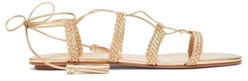 Stromboli Wrap Around Plaited Leather Sandals - Womens - Gold