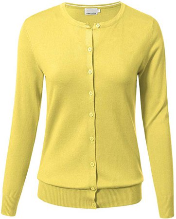 ARC Studio Women Button Down Long Sleeve Crewneck Soft Knit Cardigan Sweater (S-3XL) at Amazon Women’s Clothing store
