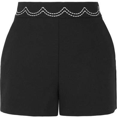 Embroidered Cady Shorts - Black