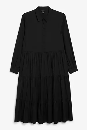 Midi shirt dress - Black magic - Dresses - Monki WW