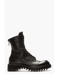 Lyst - Julius Black Leather Zipped Combat Boots in Black for Men