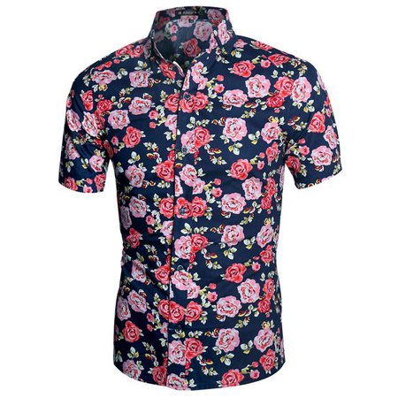 Unique Bargains - Men's Button Up Allover Floral Shirt - Walmart.com - Walmart.com