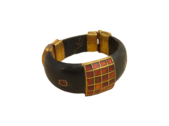 2nd century AD Jet stone bracelet decorated with gold, garnets, and and glass gems, Georgia