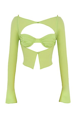 'Jubilant' Lime Cropped Top With Bralette - Mistress Rock