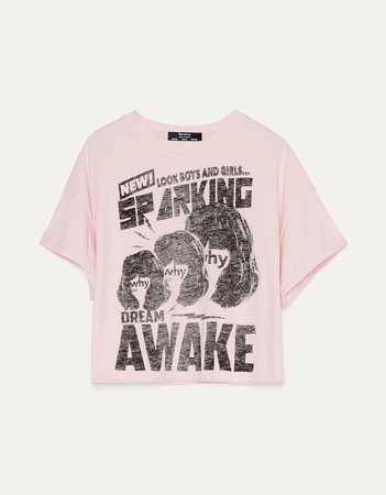Cropped T-shirt with print - New - Bershka United States