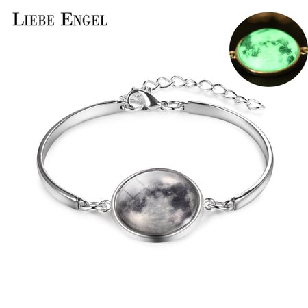 2019 LIEBE ENGEL Glowing In The Dark Galaxy Moon Bracelet For Women Jewelry Luminous Bangle Bracelet Vintage Silver Color Link Chain From Kwind, $22.79 | DHgate.Com