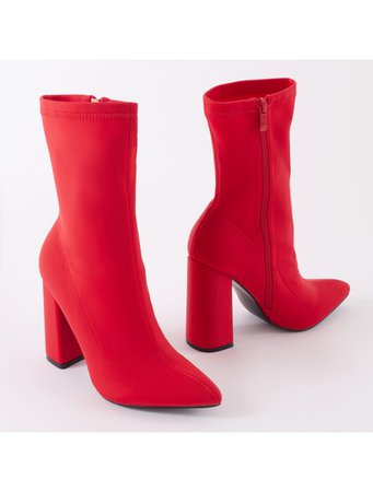 Boss Sock Fit Ankle Boots in Red | Public Desire | Public Desire US