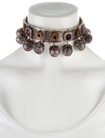 Alexander McQueen Crystal Charm Choker - Necklaces - ALE55708 | The RealReal