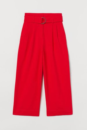 Wide Belted Pants - Bright red - Ladies | H&M US