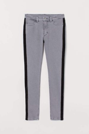 Twill Pants with Side Stripes - Gray