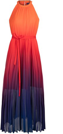 Dip Dyed Pleated Chiffon Maxi Dress