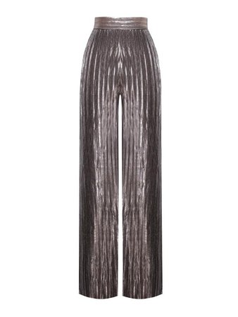 Veronique Metallic Pleated Wide Leg High Waisted Pants – Miss Circle