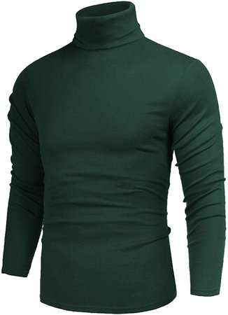 Amazon.com: poriff Men's Casual Basic Tops Turtleneck Pullover Long Sleeve Cotton T Shirts Green XXL: Clothing