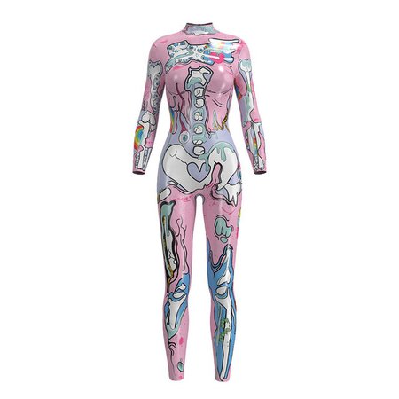 JIGERJOGER Pink Halloween one piece full length high neck jumpsuit 3D digital printing Playsuit Bodysuit Long sleeve Leggings-in Yoga Pants from Sports & Entertainment on Aliexpress.com | Alibaba Group