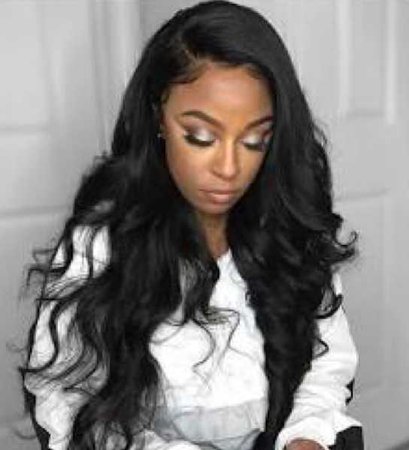 side part, curly/wavy, weave