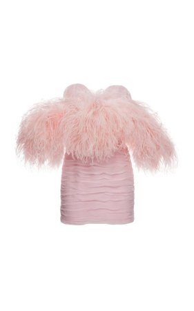 Feather-Trimmed Silk Mini Dress By Magda Butrym | Moda Operandi