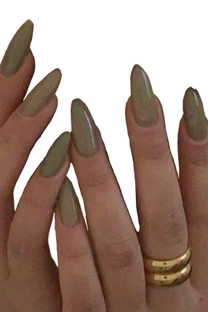 long sage green almond nails