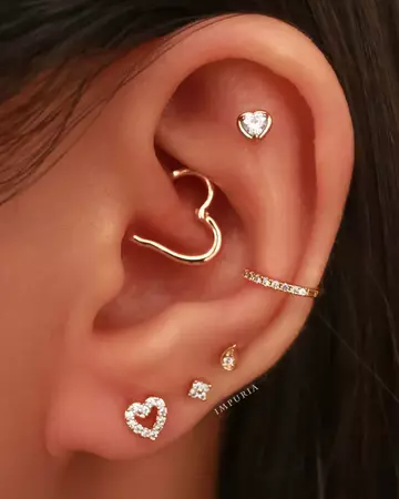 Heart Helix Piercing Earring Studs Tragus Cartilage Conch 14K Gold – Impuria Ear Piercing Jewelry