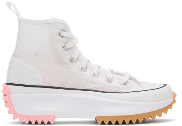 White and Pink Run Star Hike High Sneakers