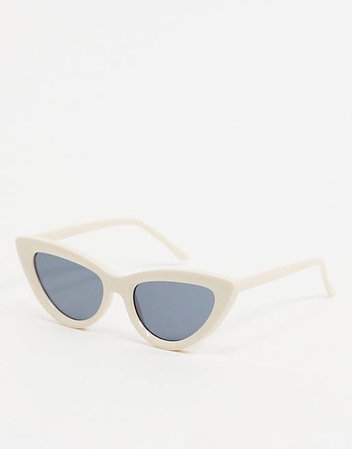 ASOS DESIGN recycled frame cat eye bevelled sunglasses in bone | ASOS