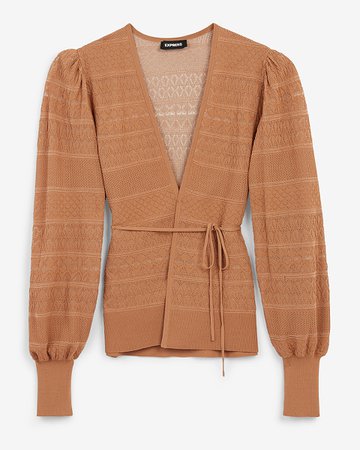 Belted Open Stitch Cardigan | Express