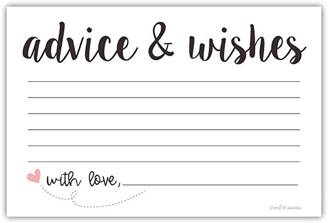 Amazon.com: Classic Advice and Wishes Cards (50 Pack) Any Occasion - Bridal Shower, Bride and Groom at Wedding, Baby Shower : Home & Kitchen