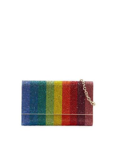 Judith Leiber Fizzoni Rainbow Crystal Full-beaded Clutch Bag In Rainbow/ Champagne | ModeSens