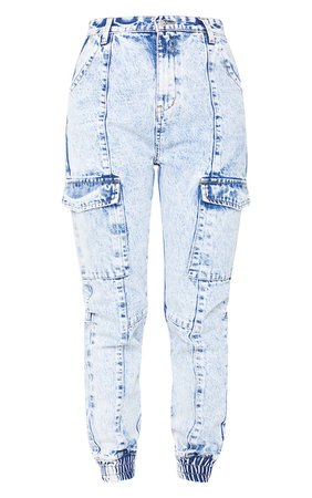 Bleach Wash Pocket Detail Jogger Jeans | PrettyLittleThing USA