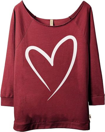 Thread Tank Simply Heart 3/4 Sleeves Trendy Slouchy Sweatshirt, Fun and Stylish Off The Shoulder Tops for Women Maroon X-Large at Amazon Women’s Clothing store