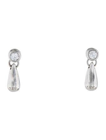 Tiffany & Co. © Elsa Peretti Platinum Diamond Tear Drop Earrings - Earrings - TIF139758 | The RealReal