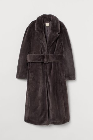 Faux Fur Coat - Gray