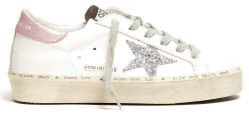 Hi Star Low Top Leather Trainers - Womens - White Silver