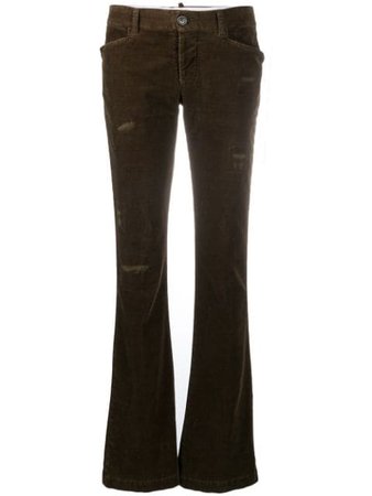 Dsquared2 distressed flared corduroy trousers brown S72KA1071S40737 - Farfetch