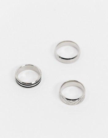 ASOS DESIGN stainless steel band ring pack in silver tone | ASOS