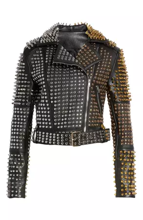 AZALEA WANG Studded Faux Leather Belted Moto Jacket | Nordstrom