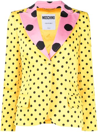 Shop yellow Moschino polka dot blazer with Express Delivery - Farfetch