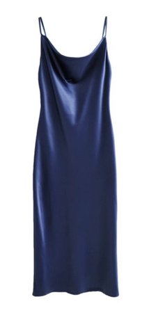 Navy Blue Satin Cami Dress