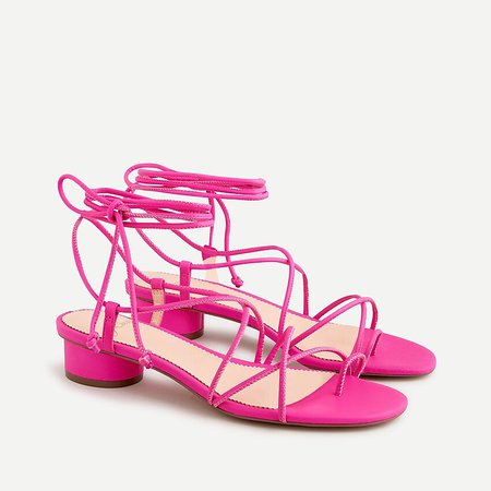 J.Crew: Strappy Lace-up Sandals With Toe Ring pink
