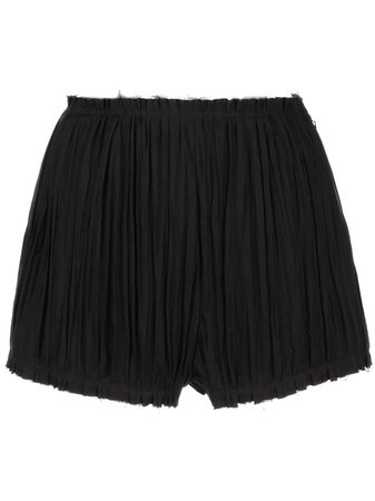 Khaite Hilary Crinkle Pleated Shorts 3049108 Black | Farfetch