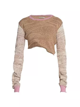 Shop Acne Studios Kenola Colorblocked Cropped Sweater | Saks Fifth Avenue