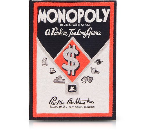 Olympia Le-Tan Cotton and Wool Monopoly Parker Trading Game Book Clutch at FORZIERI